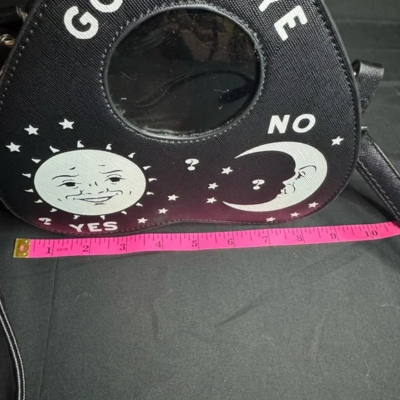 Black Ouija Planchette, Crossbody Bag with Moon and Sun Design bag. - Picture 6 of 7